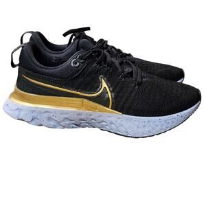 Nike React Infinity Flyknit 3 Black Gold DD7721-009 Running Shoe Women's US 8